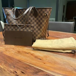 LV Never Full MM Damier Ebene Tote